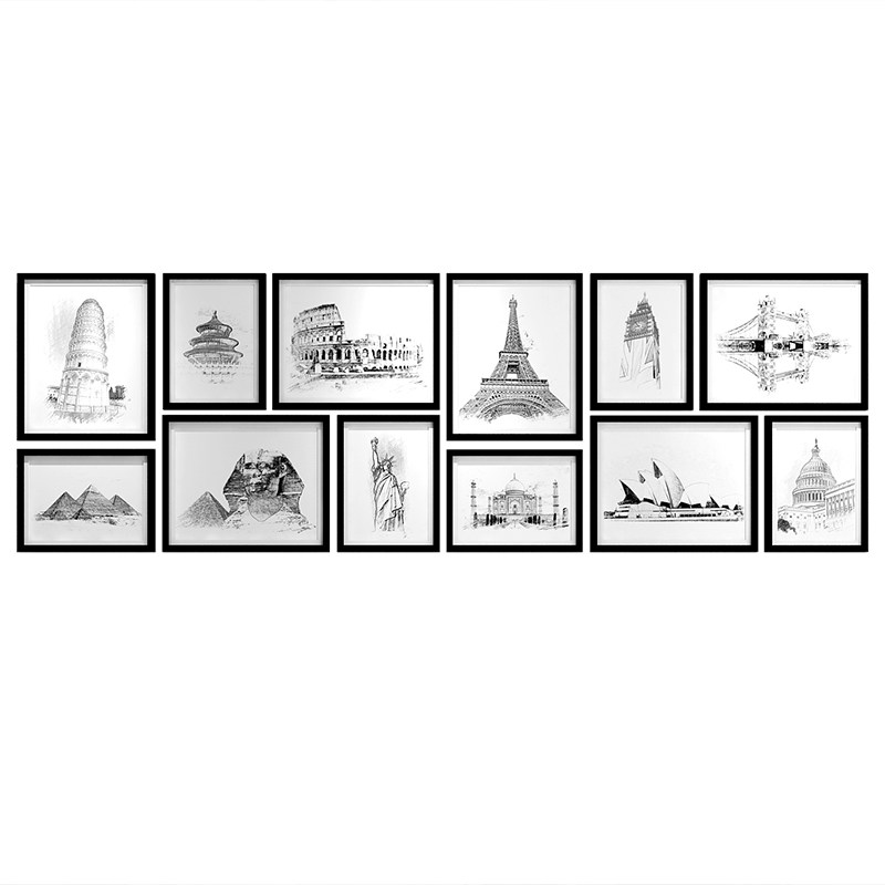 客厅挂画实木照片墙现代挂墙相框组合企业文化墙壁画框餐厅装饰画