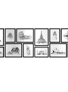 客厅挂画实木照片墙现代挂墙相框组合企业文化墙壁画框餐厅装饰画