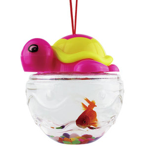 手提小鱼缸透明乌龟盒塑料企鹅QQ杯龟瓶鱼瓶宠物盒水母杯儿童摆摊