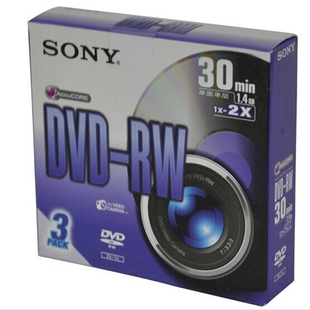 Sony索尼30分钟dvd-rw可擦写光盘1.4g刻录盘摄像机专用空白碟单片