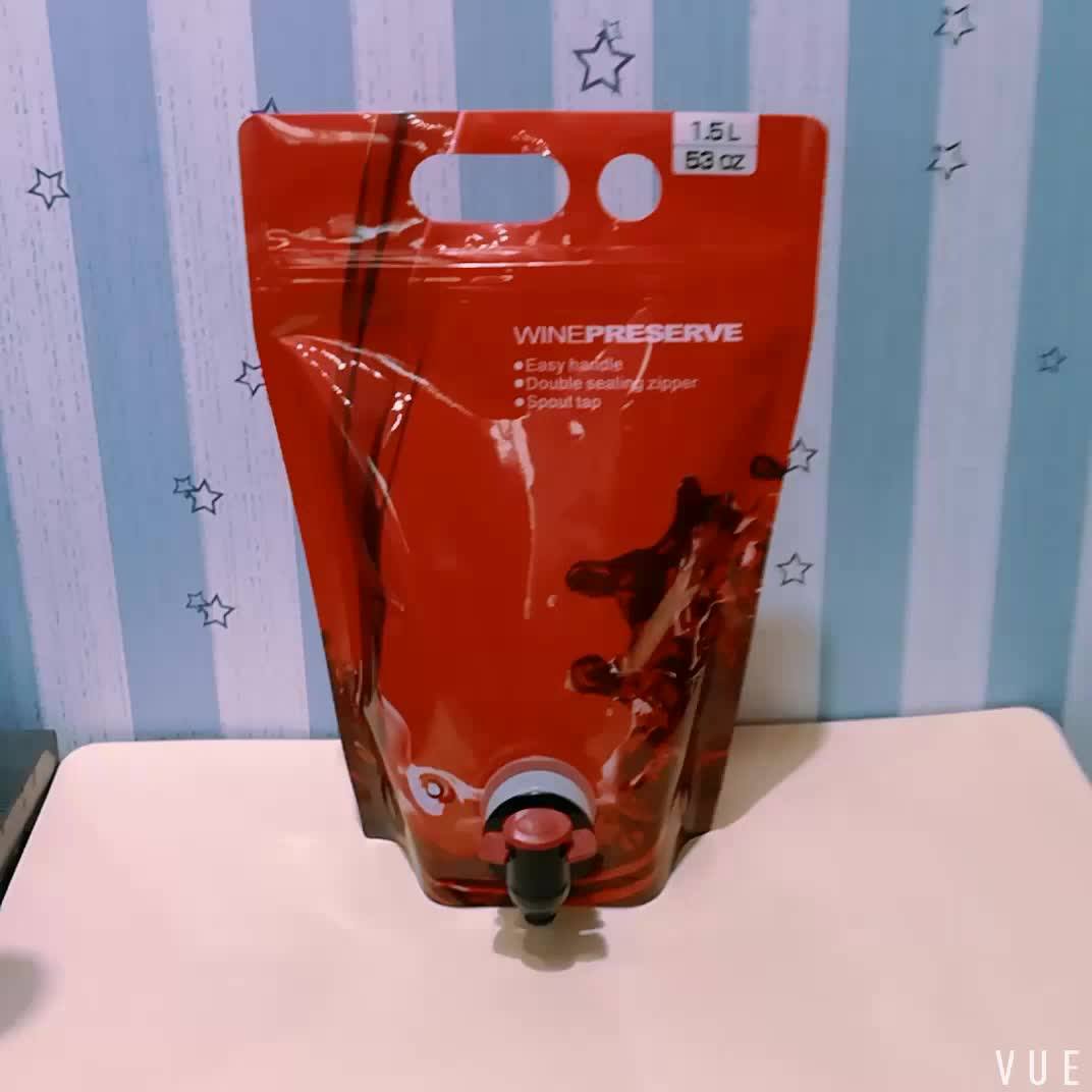 1.5l Plastic Foldable Red Wine Bag Pouch With Tap Buy Wine Bag,Wine