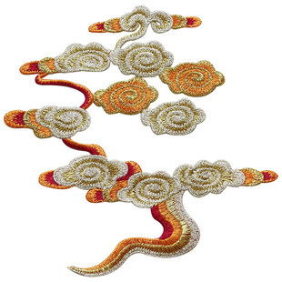 彩色祥云布贴中国风马来褂装饰刺绣对称款式配饰辅料无胶需手缝