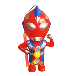 新年中秋礼物儿童节日发光手提男女孩灯光音乐七彩超人卡通灯笼