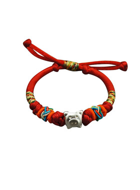 宝宝红绳十二生肖平安手链猪惊骨