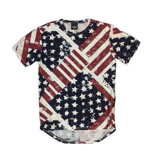 american flag us destroy ripped zip  t-shirt 美国国旗短袖T恤