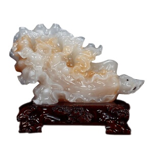 天然阿富汗玉石白菜玄关工艺品