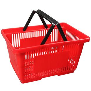 久固隆超市购物篮手提篮塑料筐拉杆带轮蓝子家用买菜大号框子篮子