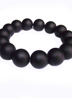 黑玉髓男女手环磨砂高档水晶手链