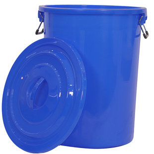 加厚家用水桶储水用带盖大号圆水桶食品发酵腌菜桶塑料白色粮食桶