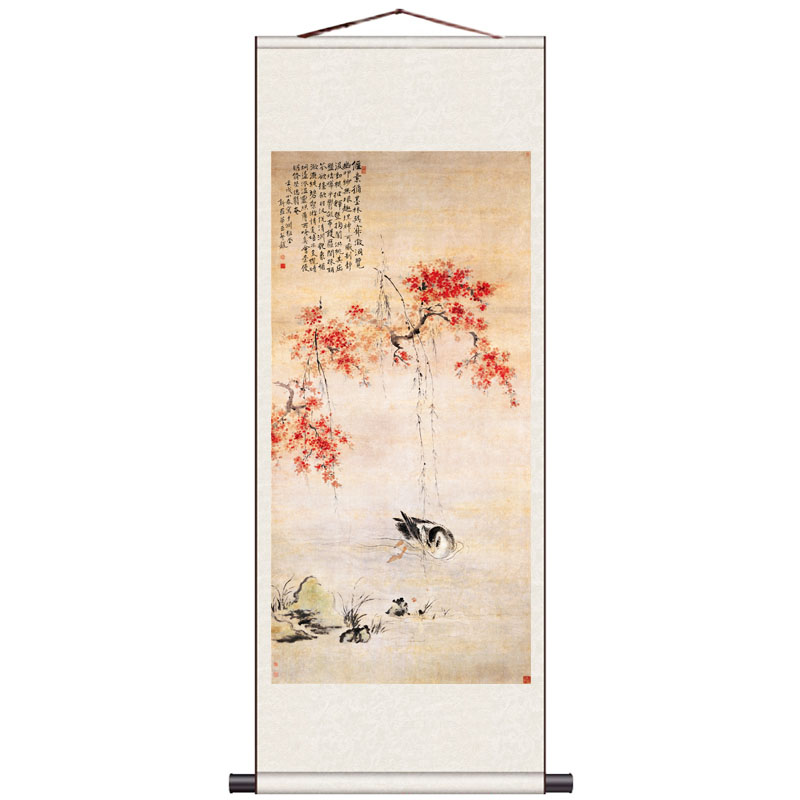 仿古山水画国画招财山水办公室壁画定制清代名家华岩字画玄关风水
