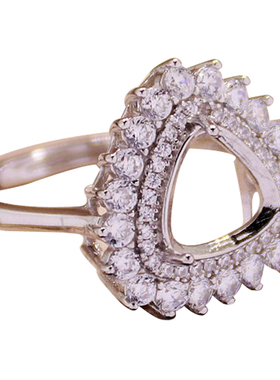 s925纯银戒指空托女款diy玉石