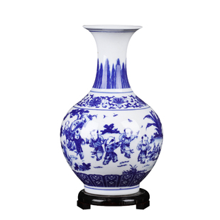 景德镇陶瓷器花瓶仿古青花瓷花瓶摆件客厅玄关装饰架家居礼品摆件