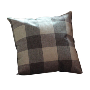 亚麻靠垫简约沙发椅子汽车办公室黑白格子床头靠枕抱枕套不含芯