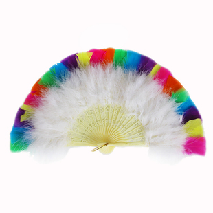 白色羽毛扇子网红旗袍走秀白毛扇子装饰折扇中国风孔雀羽毛扇古风