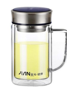 富光带盖把过滤网超大容量玻璃杯