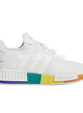 5月ADIDAS三叶草NMD_R男女情侣彩虹休闲运动舒适经典跑步鞋FY9024