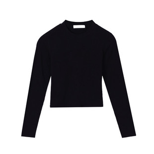 秋冬港风chic复古紧身短款长袖T恤女小心机爵士舞半高领打底上衣