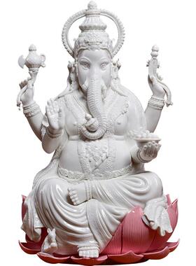 戴玉堂陶瓷摆件《泰国象鼻财神》林建胜毗那也迦佛像神像客厅装饰