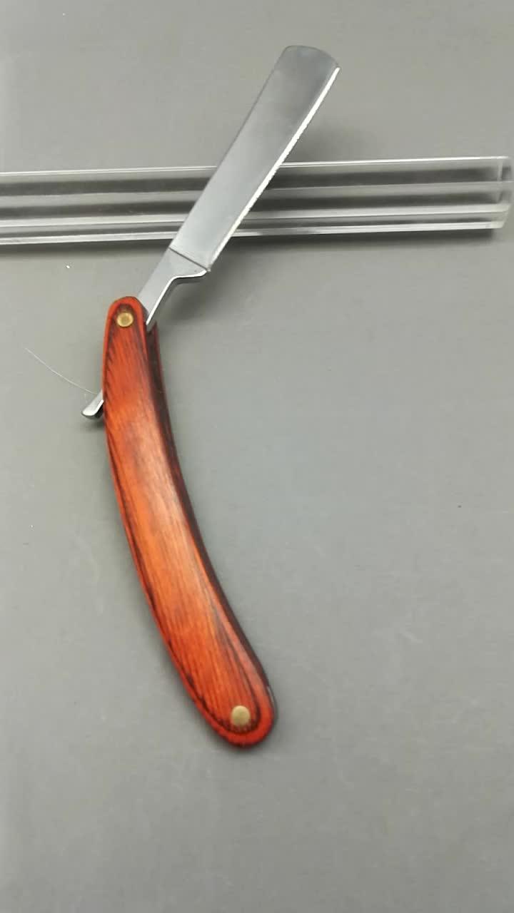 Traditional Wood Handle Straight Shaving Razor For Men With Pu Case