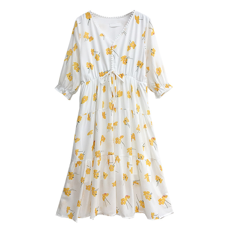 哺乳连衣裙夏季外出时尚辣妈款中长款短袖大码宽松产后衣服花色潮