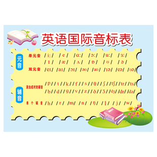 小学生英语国际音标基础表班级教室培训班布置装饰墙贴画学习挂图