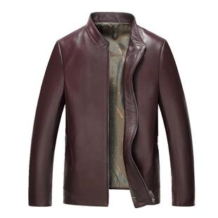 海宁真皮皮衣男士青年修身立领短款皮夹克秋冬绵羊皮休闲薄外套潮