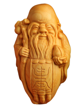 黄杨木雕寿星雕刻工艺品汽车