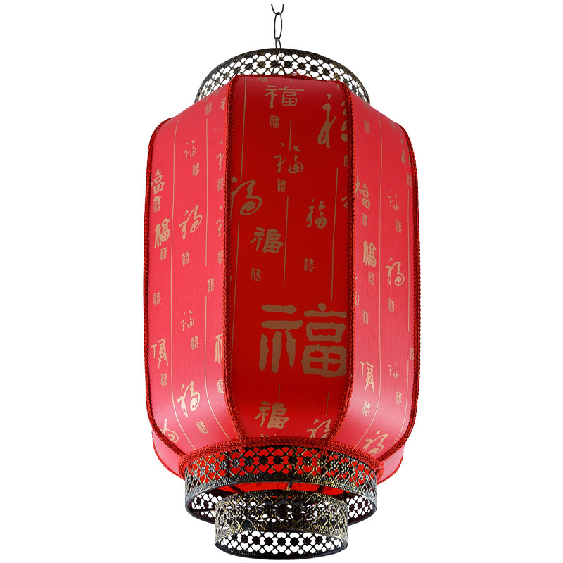 中国风中式酒店复古仿古羊皮挂饰吊灯古典户外防水红灯笼带LED灯_虎窝淘