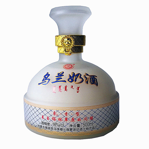 内蒙古特产乌兰乳白色奶酒发酵奶酒500ML*4瓶蒙古皮壶酒囊玻璃瓶