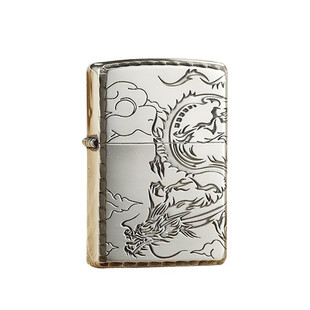 正品Zippo打火机银龙出云正品双面凿边日版深雕纯铜动物龙之部落