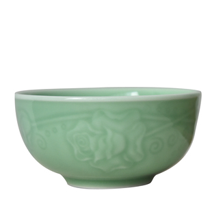 涵青堂陶瓷简约中式米饭碗龙泉青瓷餐具套装吃饭碗微波炉 4.5英寸