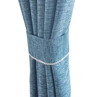 全遮光简易棉麻窗帘简约现代客厅卧室飘窗遮阳帘柯桥出租定制窗帘