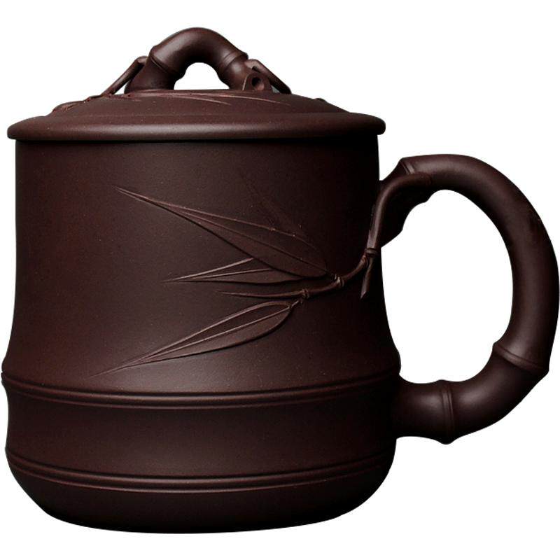 茗阳原矿紫砂杯全手工名家竹节