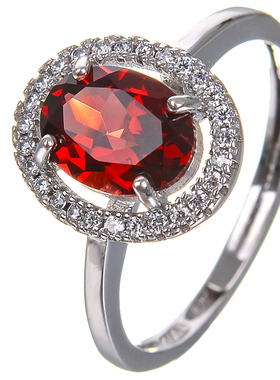 天然莫桑比克红宝石色女白金戒指