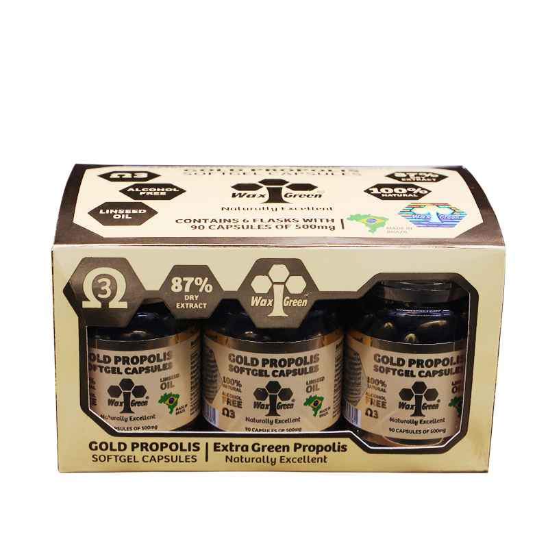 新 整盒6瓶 Wax Green唯绿Gold绿蜂胶胶囊91号 巴西原厂原装正品