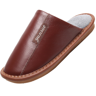 牛皮拖鞋家用真皮室内居家冬棉男冬女士保暖防滑地板牛筋情侣拖鞋