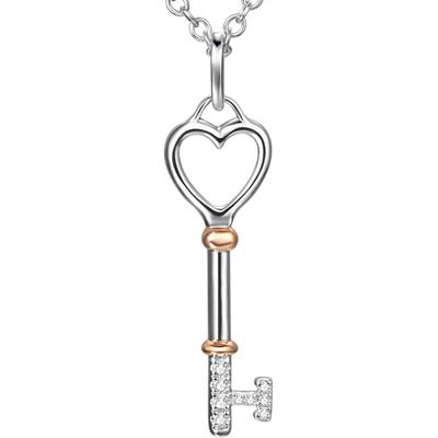 钥匙3分钻石吊坠18K黄金