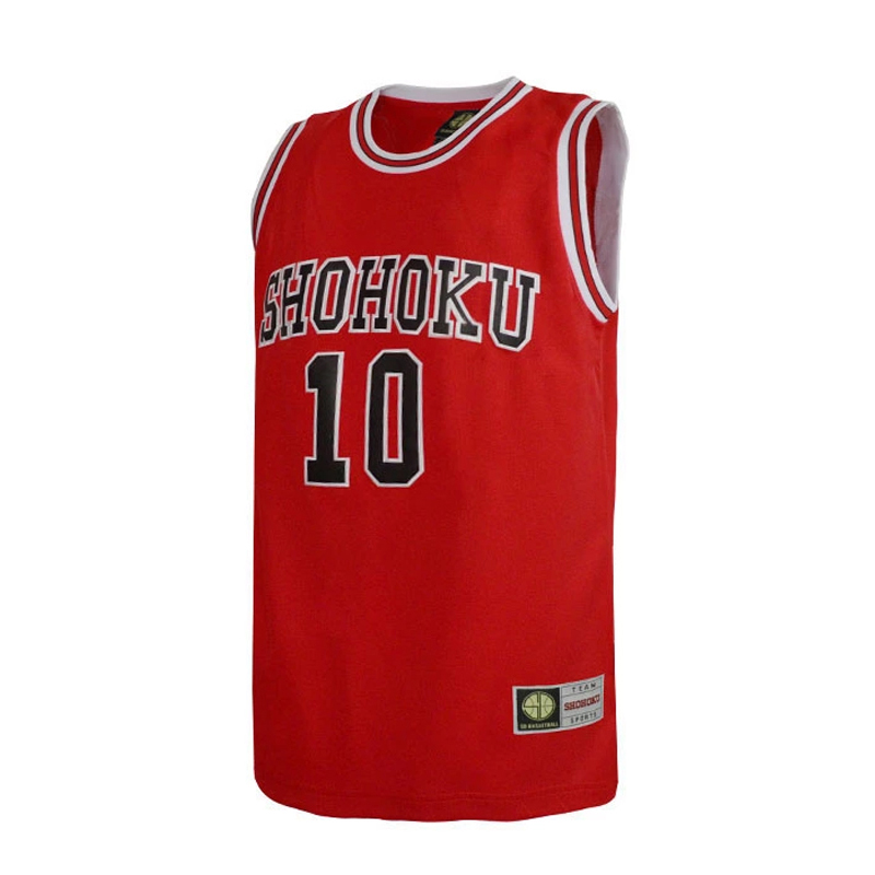 SD刺绣队服定制订做灌篮高手湘北10号樱木花道篮球服篮球衣套装红