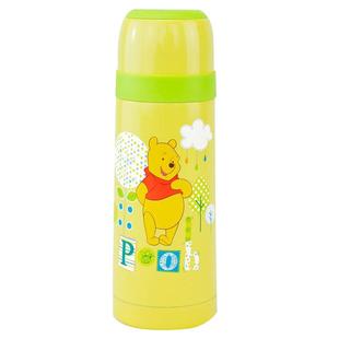 乐扣乐扣304不锈钢儿童水杯随手卡通维尼熊图案一键式保温杯带盖