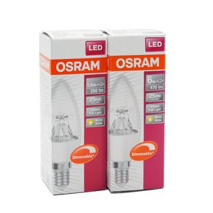 欧司朗LED尖泡3.8W6W可控硅调光灯泡E14小螺口水晶灯吊灯蜡烛灯泡