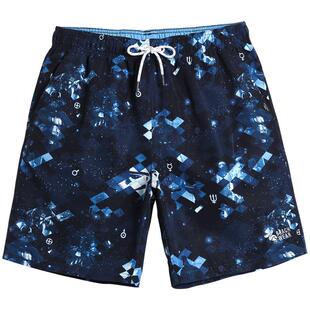 盖浪海边渡假夏沙滩裤男速干宽松短裤印花休闲游泳大裤衩平角泳裤