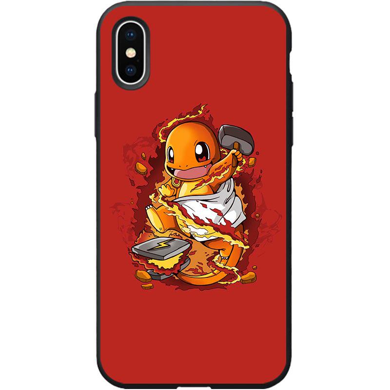火神小火龙卡通宝可梦手机壳XS适用于iPhone16小米13玻璃12全包14苹果15ProMax神奇宝贝Plus华为XR硅胶保护壳