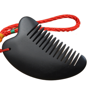 正品天然泗滨砭石刮痧板砭石梳子两用面部脸部全身通用非牛角玉石