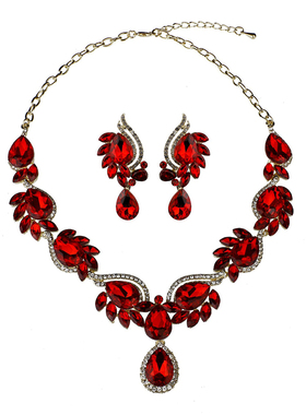 水晶宝石项链耳环女年会配饰品