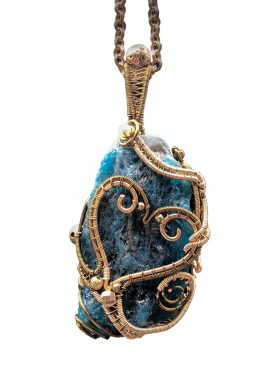 蓝磷灰水晶原石双螺旋定做项链