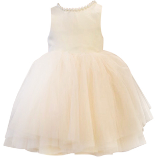 欧美女宝宝周岁露背礼服女童连衣裙花童演出服蓬蓬网纱公主裙童装