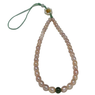 原创天然珍珠手机链挂绳串手工编织小花朵温婉淡雅秀气苏州原产