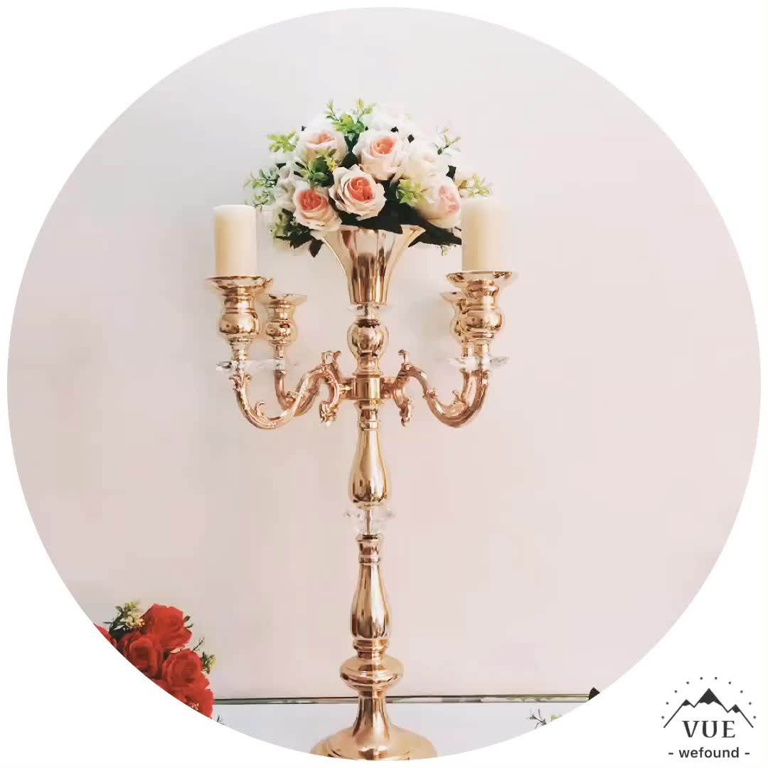 Gold Plated Wedding Decoration Centerpieces Candle Holder For Sale
