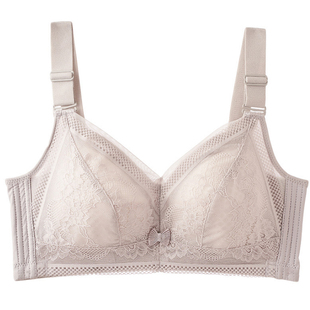 全罩杯无钢圈大胸显小文胸超薄款内衣女士胸罩收副乳性感蕾丝大码