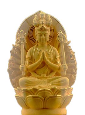绒沙金千手观音摆件生肖鼠守护神本命佛汽车内车载摆件佛像保平安